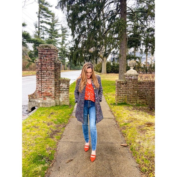 CABI Headline Topper Colorful Tweed Floral Belted Coat Preppy Style 5660 Size 2 - Picture 6 of 16